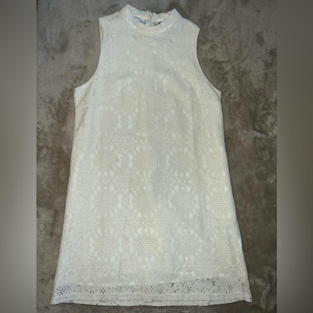 Forever 21 Cream Lace High-Neck Dress